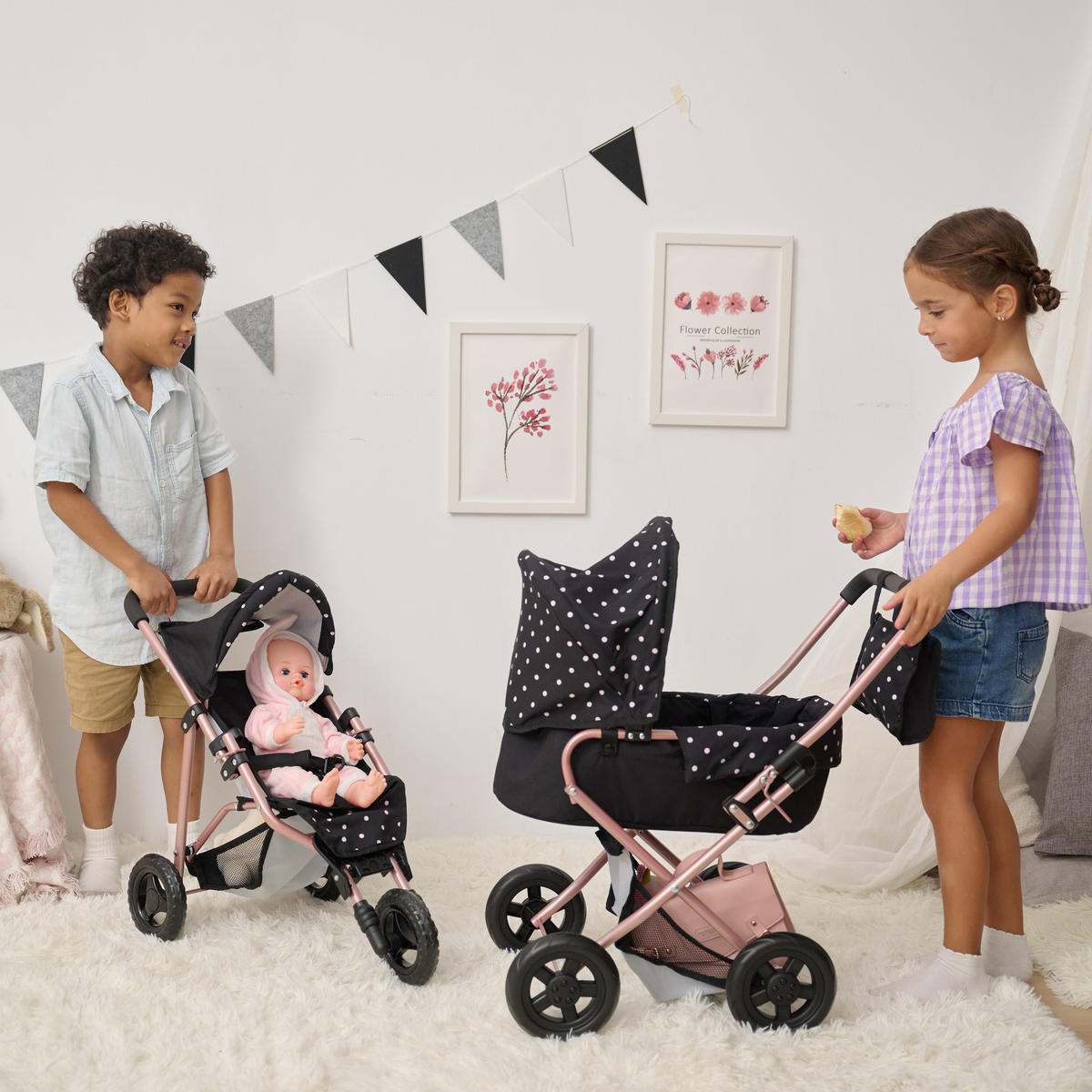 PUPPENWAGEN Jogging, Schwarz, 54cm - Schwarz, Holzwerkstoff (33/54/61cm) - Teamson Kids