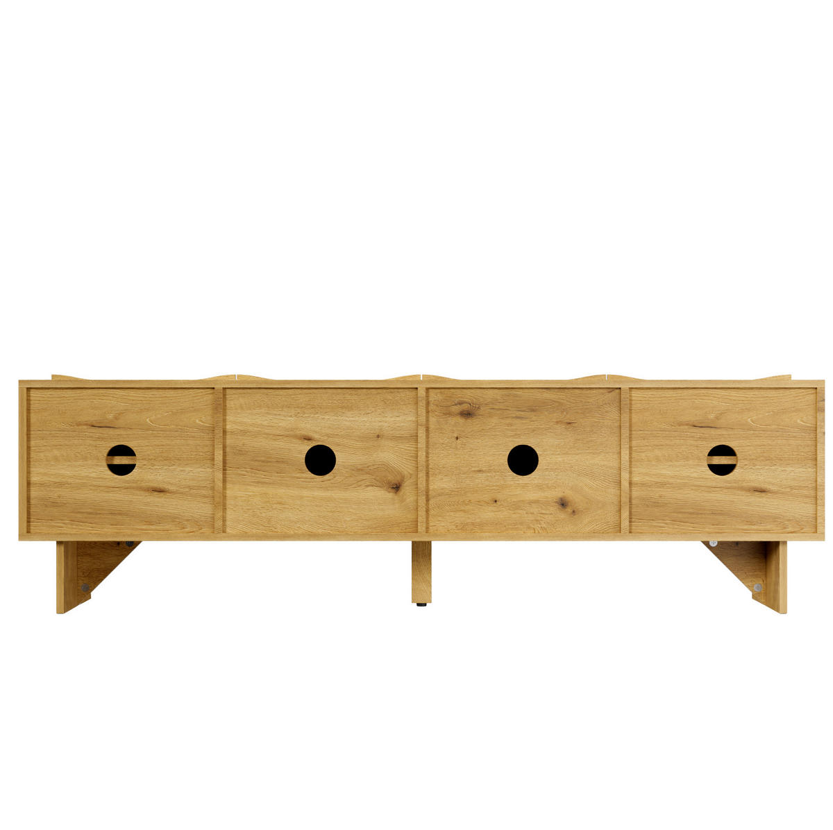 TV-LOWBOARD aus Spanplatte 155x36x47 cm Natur mit 4 Türen und Kabeldurchführungen - Eichefarben, Holzwerkstoff (155/47/36cm) - IVMEU