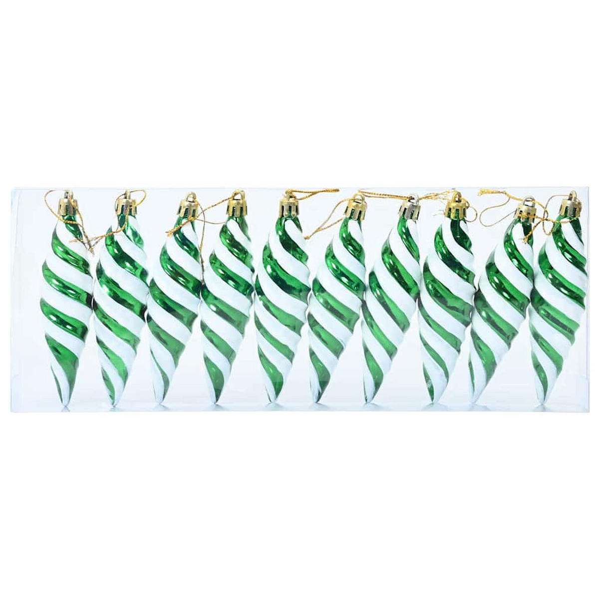 WEIHNACHTSKUGEL Spiralenform 40 -teilig 3/11 cm Grün Kunststoff - Grün, Kunststoff (3/11/3cm) - vidaXL
