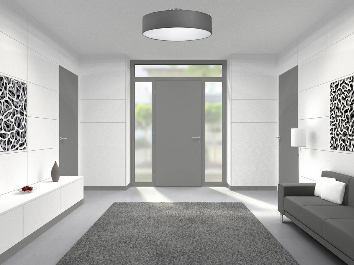 LED-DECKENLAMPE Ø50cm, Lampenschirm Stoff Grau - Grau, Textil (50/50/17cm) - meineWunschleuchte