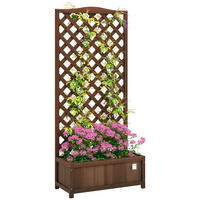HOCHBEET DE-12283 mit Rankgitter 76/36/170 cm mit Lattenboden Dunkelbraun - Braun, Holz (76/170/36cm) - ComfortXL