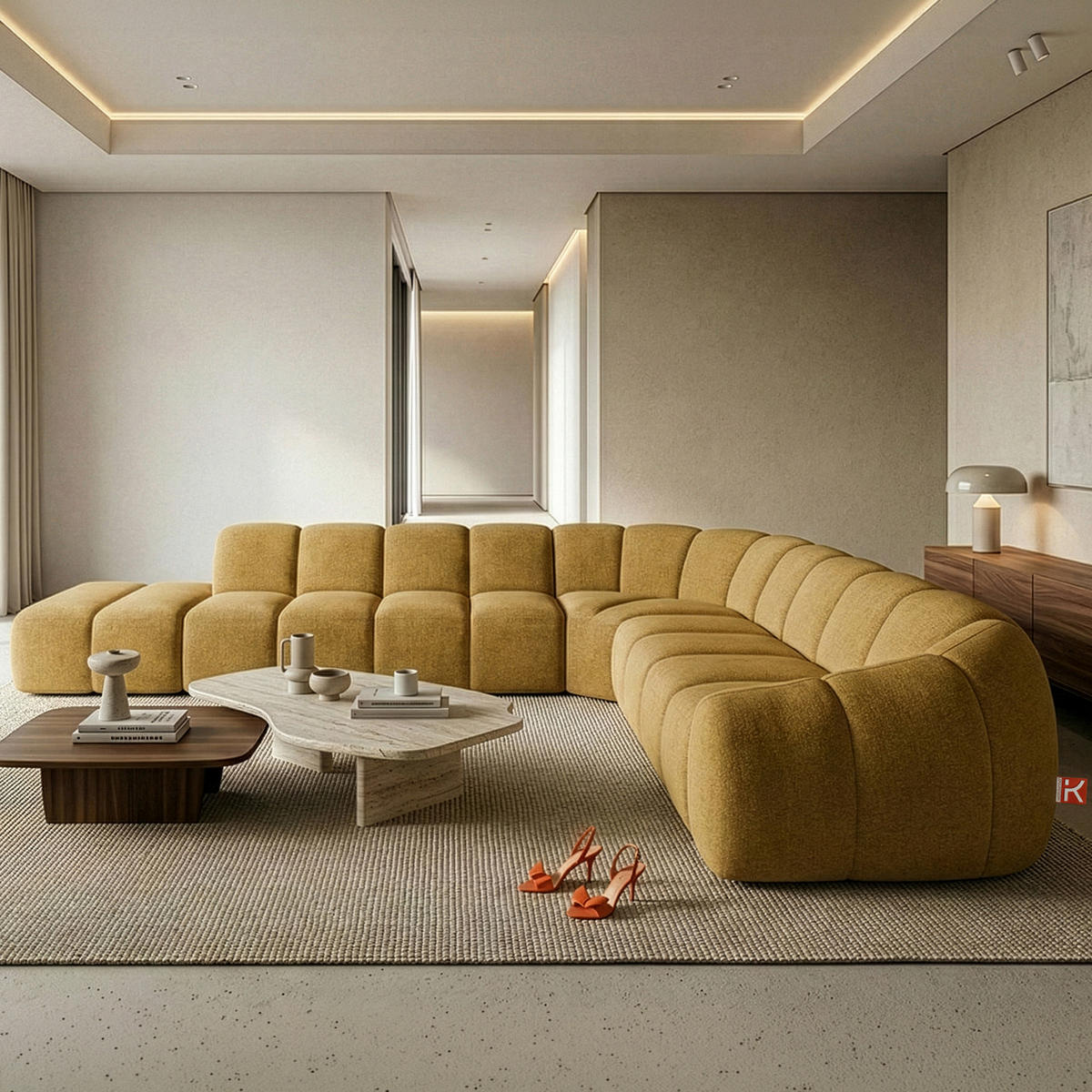 ECKSOFA LINKS FLAVA, Honigfarben - Honig, Holz/Holzwerkstoff (310/354cm) - KONSIMO®
