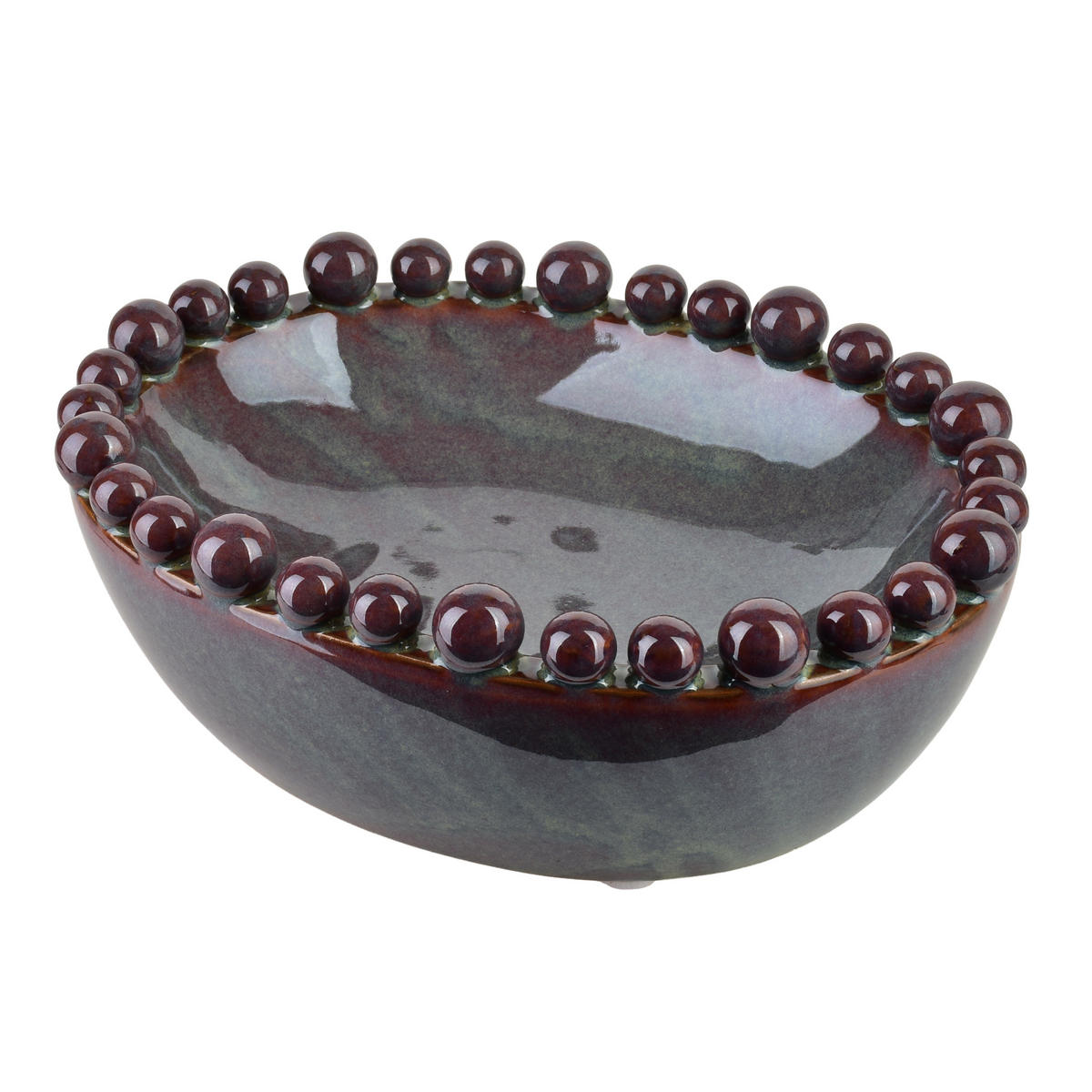 DEKOSCHALE Yarine grau 22/17/8 cm Keramik - Bronzefarben, Keramik (8cm) - Mondex