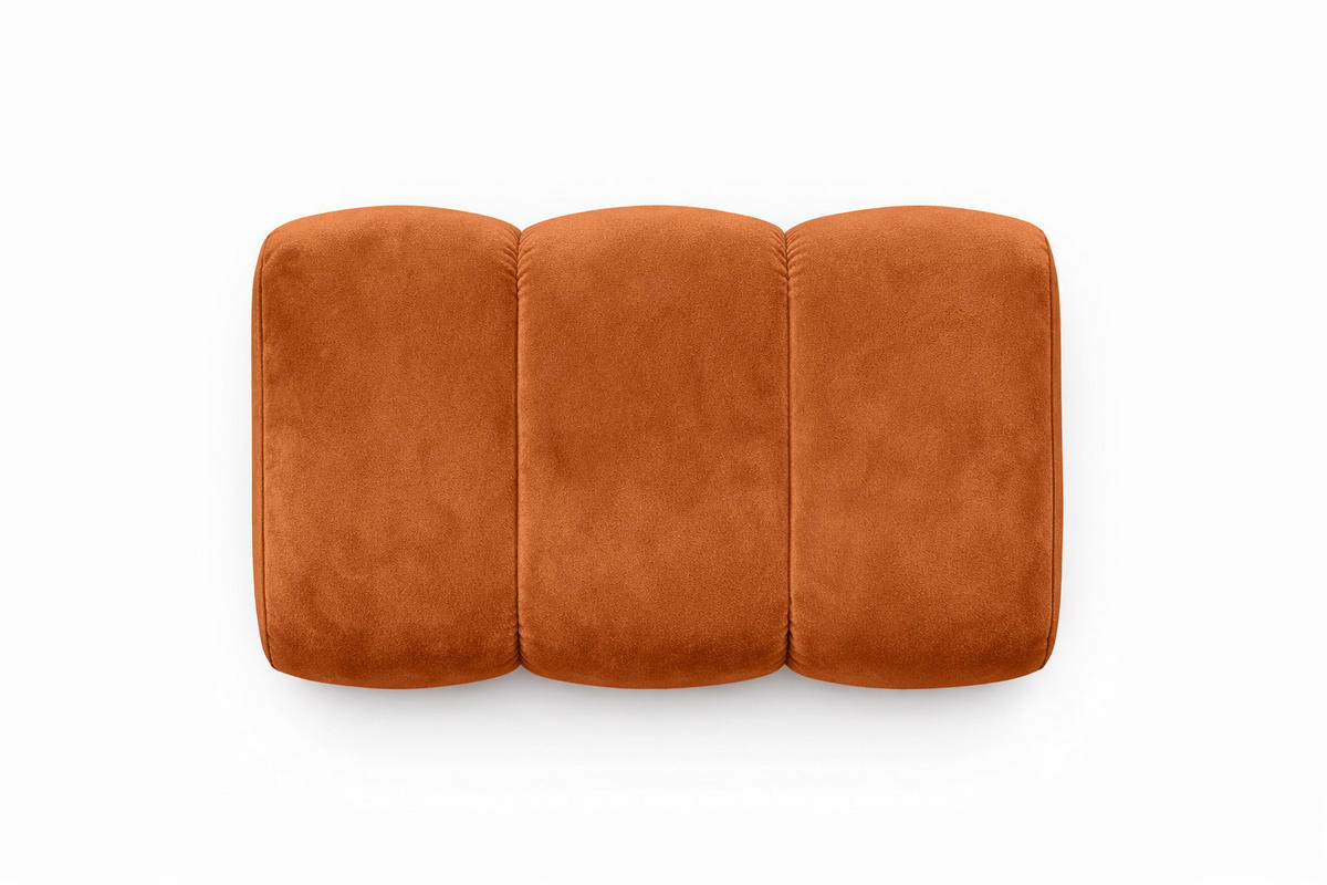 POUF modular, Veloursstoff Bluvel, Zimtfarbe, CROISSANT - Orange, Holz (105/44/70cm) - Kaiser Möbel