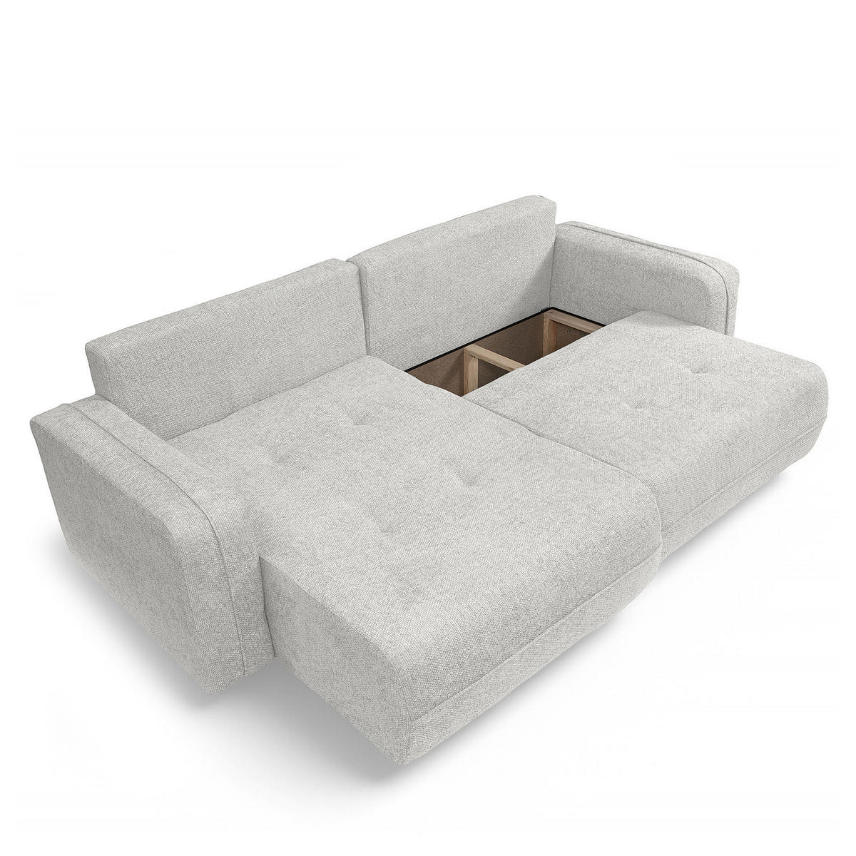 ECKSOFA mit Schlaffunktion - 244 cm - Silberfarben/Schwarz, Kunststoff/Textil (244/145cm) - home24