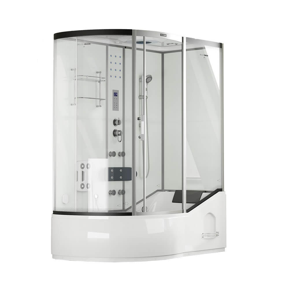 DAMPFDUSCHE ALLIN 4IN1 - Weiß, Links - Weiß, Glas (90cm) - Home Deluxe