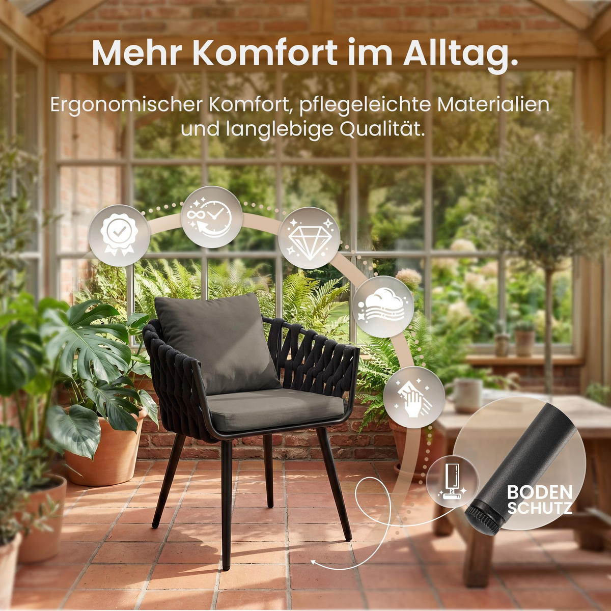 GARTENSTUHL Metall Grau - Grau, Metall (61/77/60cm) - CLP