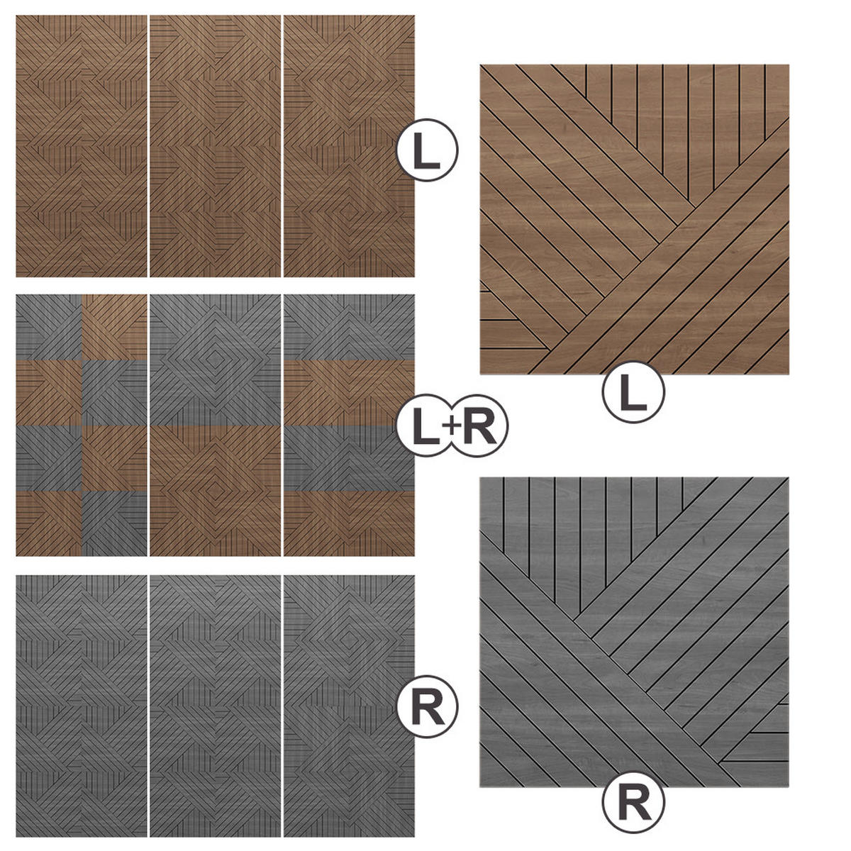WANDPANEEL Eiche 4 Stück, Rechts - Eichefarben, Holzwerkstoff (52/52/0.8cm) - Vicco
