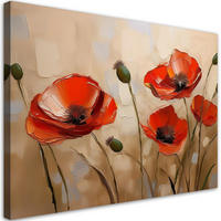 WANDBILD gemalte mohnblumen - Rot, Textil (60/40cm) - Feeby