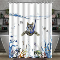 DUSCHVORHANG Katzenschwimmen 200 x 200 cm Polyester Wasserabweisend Waschbar - Multicolor, Textil (200/200cm)