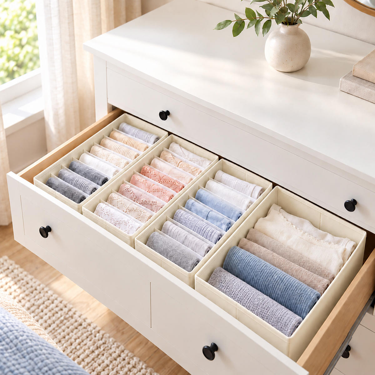 ORGANIZÉR Beige 8dílná-sada - béžová, textil/papír (17/11/40cm) - Relaxdays