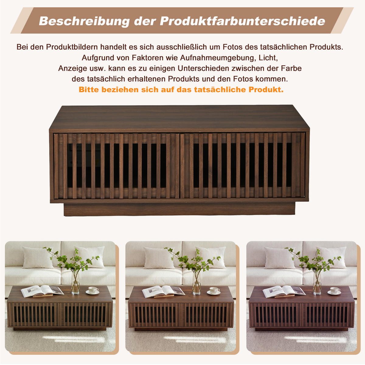 KONFERENČNÍ STŮL v ořechové barvě se 2 dvířky a prolamovaným designem, 100×50×35 cm - barva vlašského ořechu, kompozitní dřevo (50/100/35cm) - STILVORA