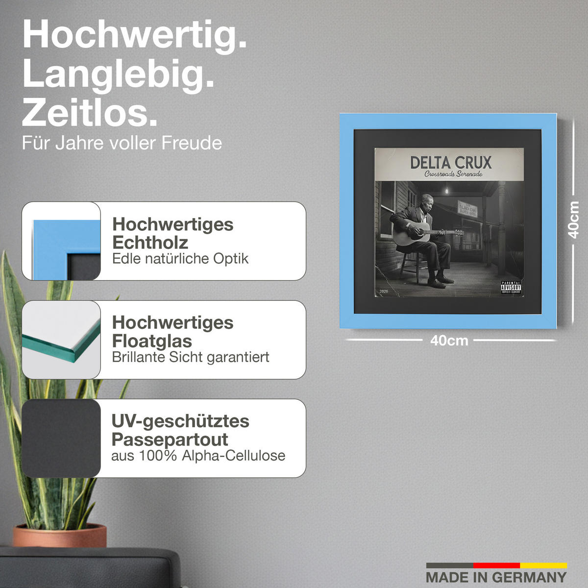 SCHALLPLATTEN BILDERRAHMEN 40/40 2er Set - Hellblau, Holz (40/40cm) - K-Möbel