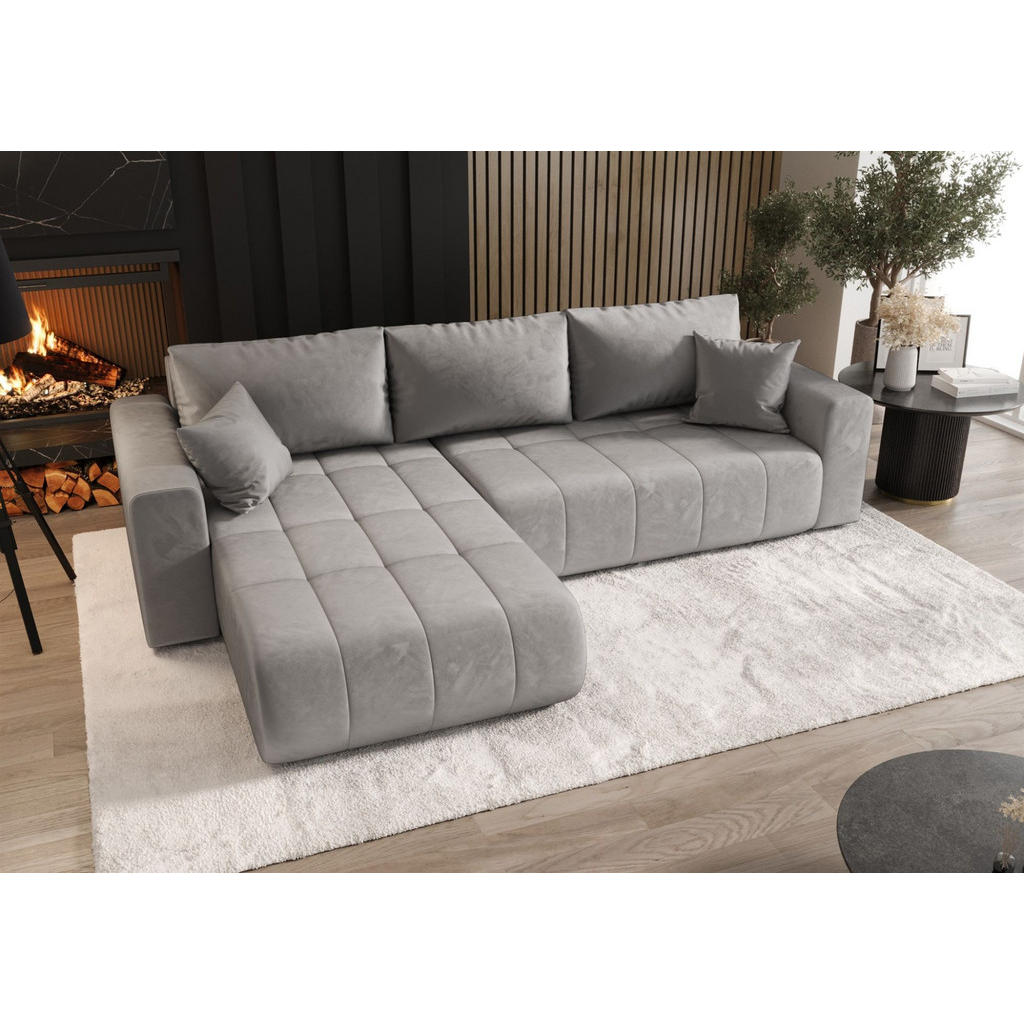 Thumbnail - Fun Möbel Ecksofa, Hellgrau, Textil, Ottomane links, 280x185 cm, Wohnzimmer, Sofas & Couches, Wohnlandschaften, Ecksofas