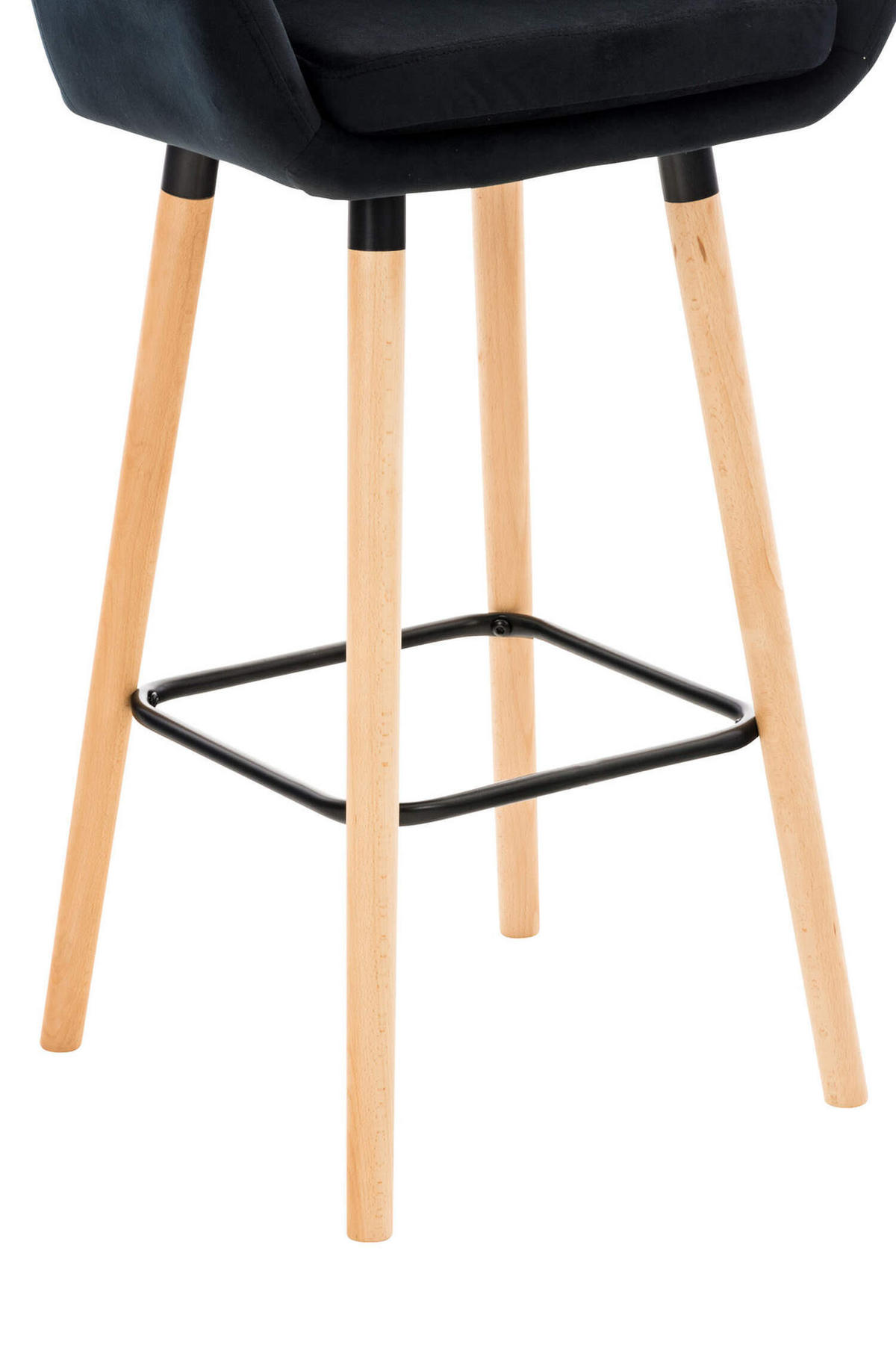 BARHOCKER Grande, Gestell Holz, Samt Schwarz - Schwarz/Braun, Holz/Textil (55/99/46cm) - TPFLiving