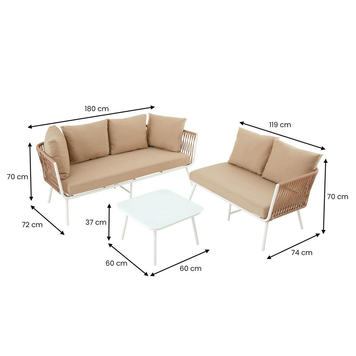 GARTENLOUNGE JAKARTA - Beige, Metall - IDIMEX