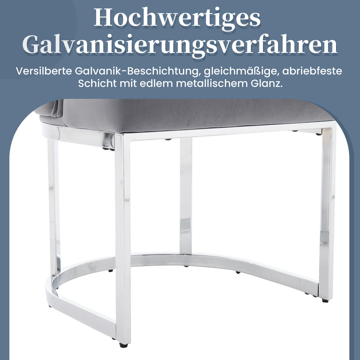ESSZIMMERSTÜHLE 2er-Set Samt Silber Metall Grau - Silberfarben/Grau, Textil (59/89/55cm) - FLIEKS