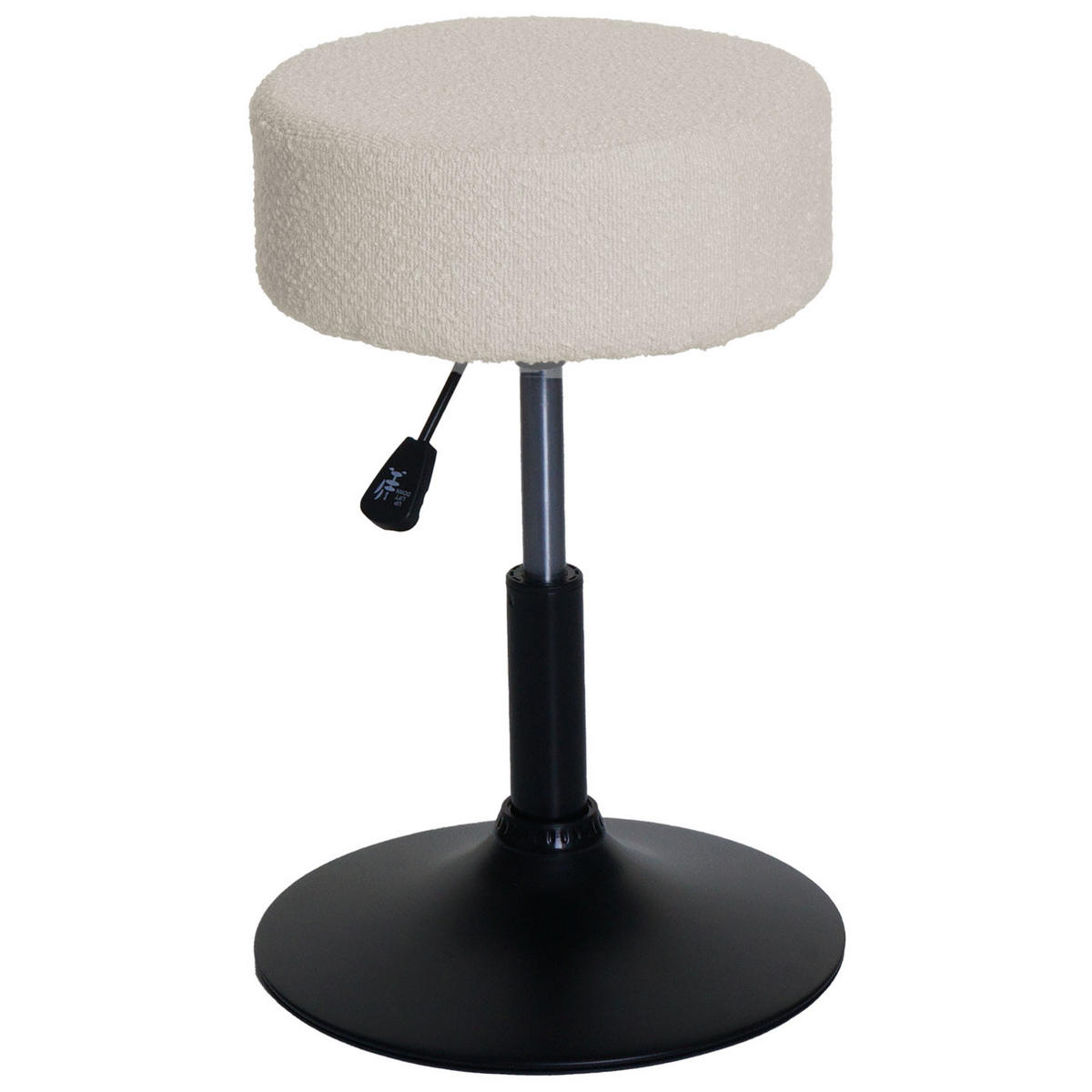 HOCKER höhenverstellbar und drehbar Sitzhöhe 45-57cm Ø 37cm Stoff Bouclé Weiß - Beige, Textil (37/57/37cm) - PROREGAL