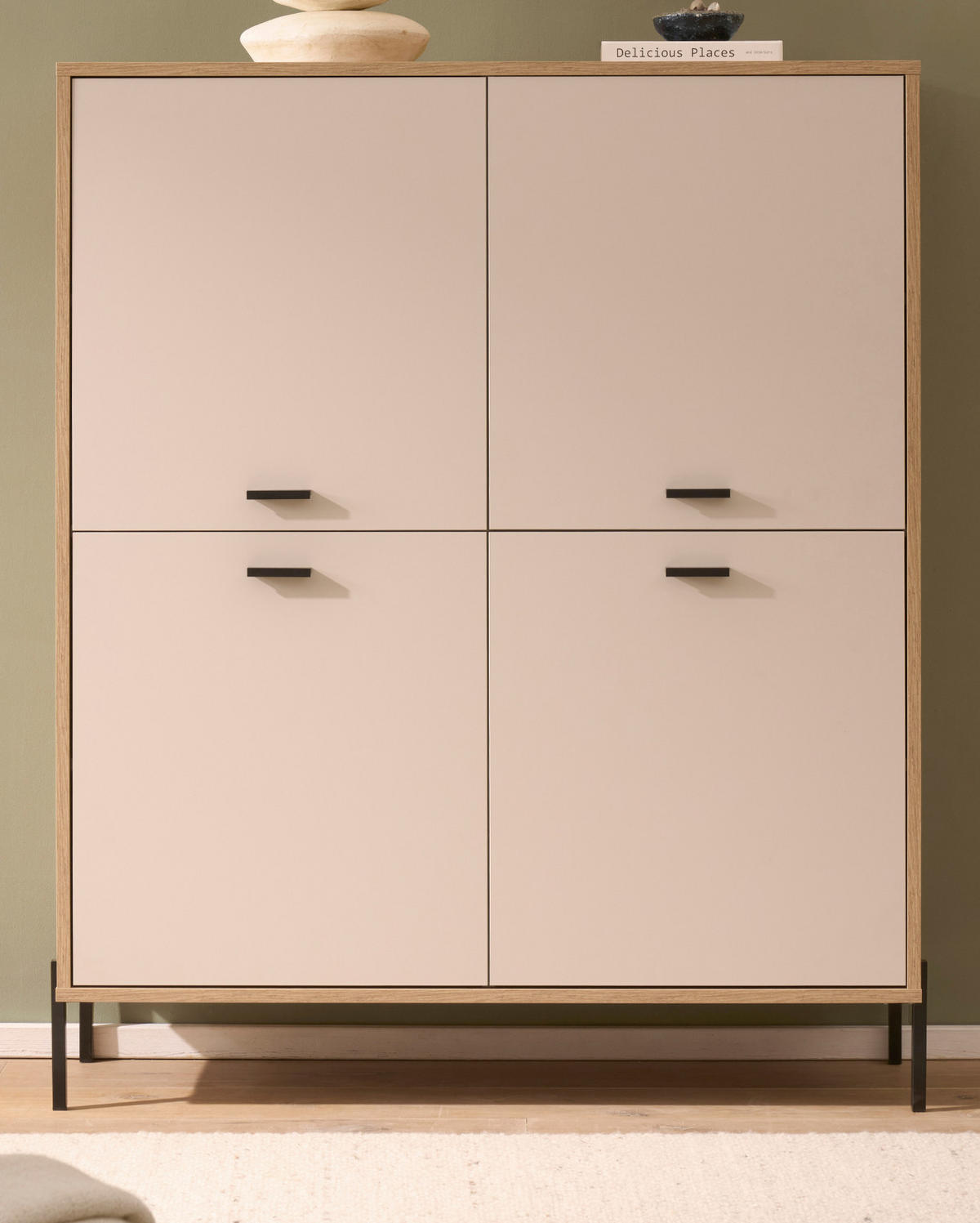 HIGHBOARD Kaschmir, Eiche 115 x 140 cm, Kommode mit Soft-Close - Kaschmir/Eichefarben, Holzwerkstoff/Metall (115/140/40cm) - Furn.Design