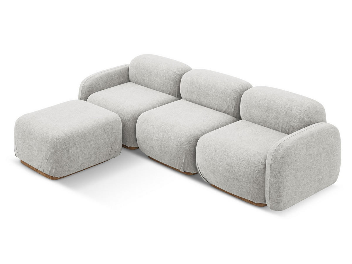 ECKSOFA Links Chenille Stoff Blau - Blau/Blaugrau, Kunststoff/Textil (170/290cm) - Makamii