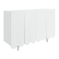 SIDEBOARD 4-türig aus weißem MDF mit geschnitzten Tropfenfronten, gedämpfte Scharniere, 120/37,5/80,8 cm, Weiß - Weiß, Holzwerkstoff (120/37.5/80.8cm) - Redom