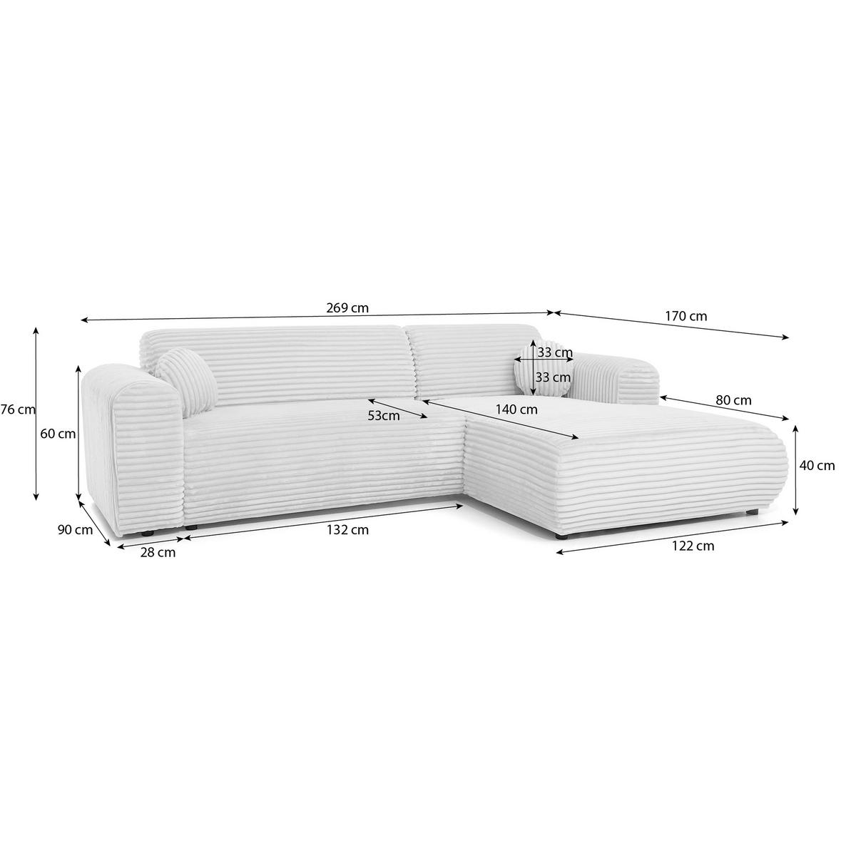ECKSOFA Puerto, ohne Schlaffunktion, Dunkelgrau, rechts - Dunkelgrau/Schwarz, Textil (269/170cm) - Beautysofa