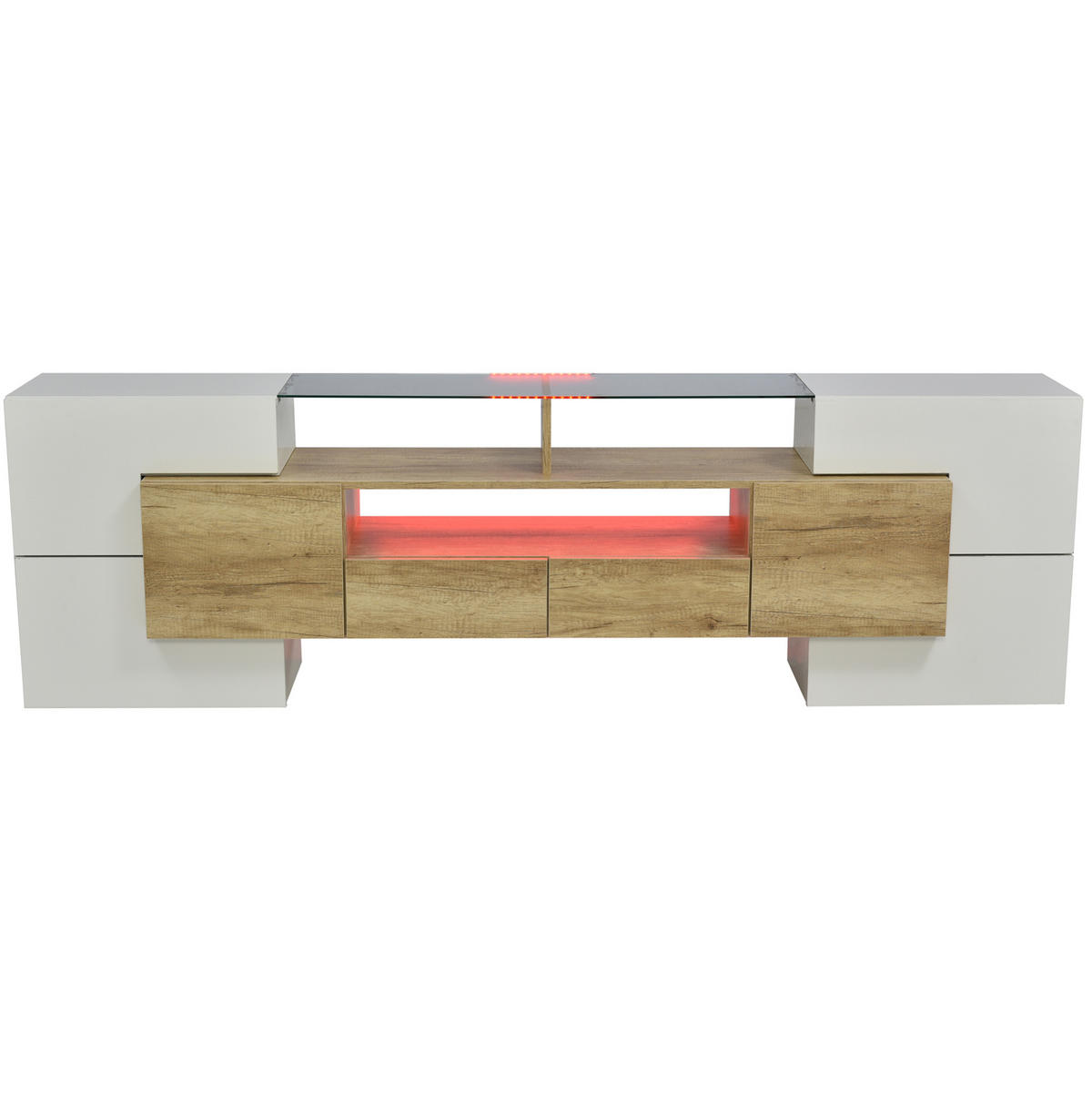 TV-LOWBOARD 200/35/60 cm mit 6 Türen, 2 Schubladen und LED - Weiß, Holzwerkstoff (200/60/35cm) - BEAOK