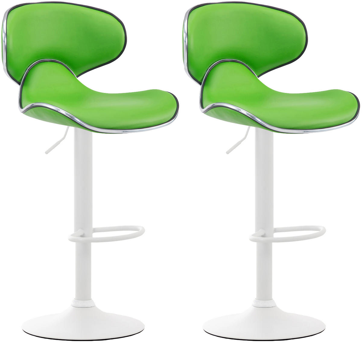 BARHOCKER 2er Set Lederlook grün - Weiß/Grün, Textil/Metall (46/88/49cm) - CLP