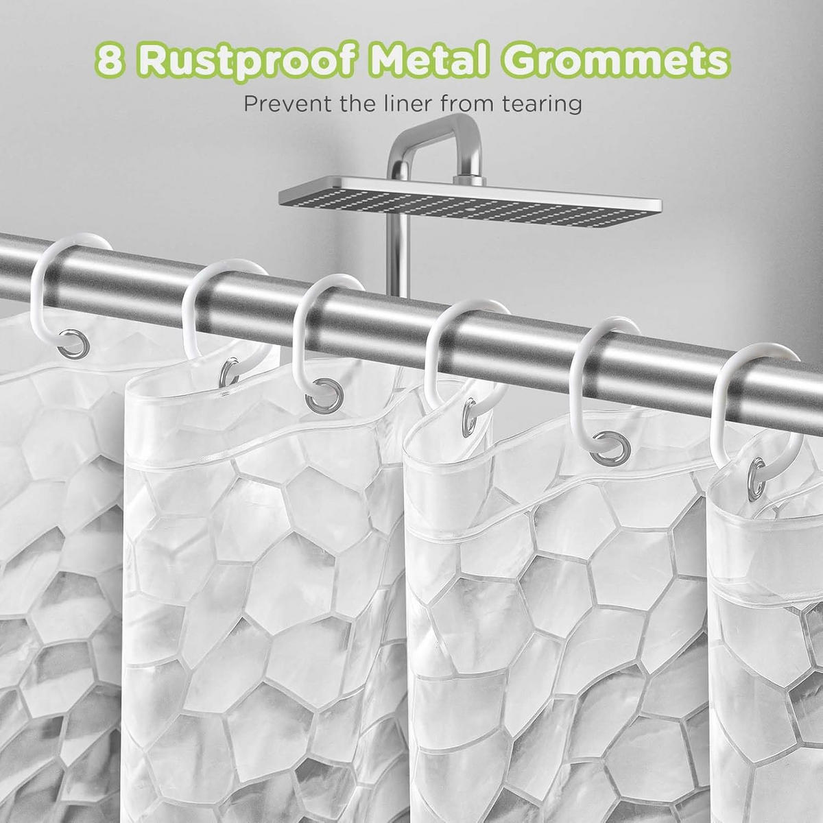 DUSCHVORHANG EVA transluzent wasserdicht waschbar mit Ringen ideal Badezimmer - Transparent, Kunststoff (120/180cm) - MCBOSON