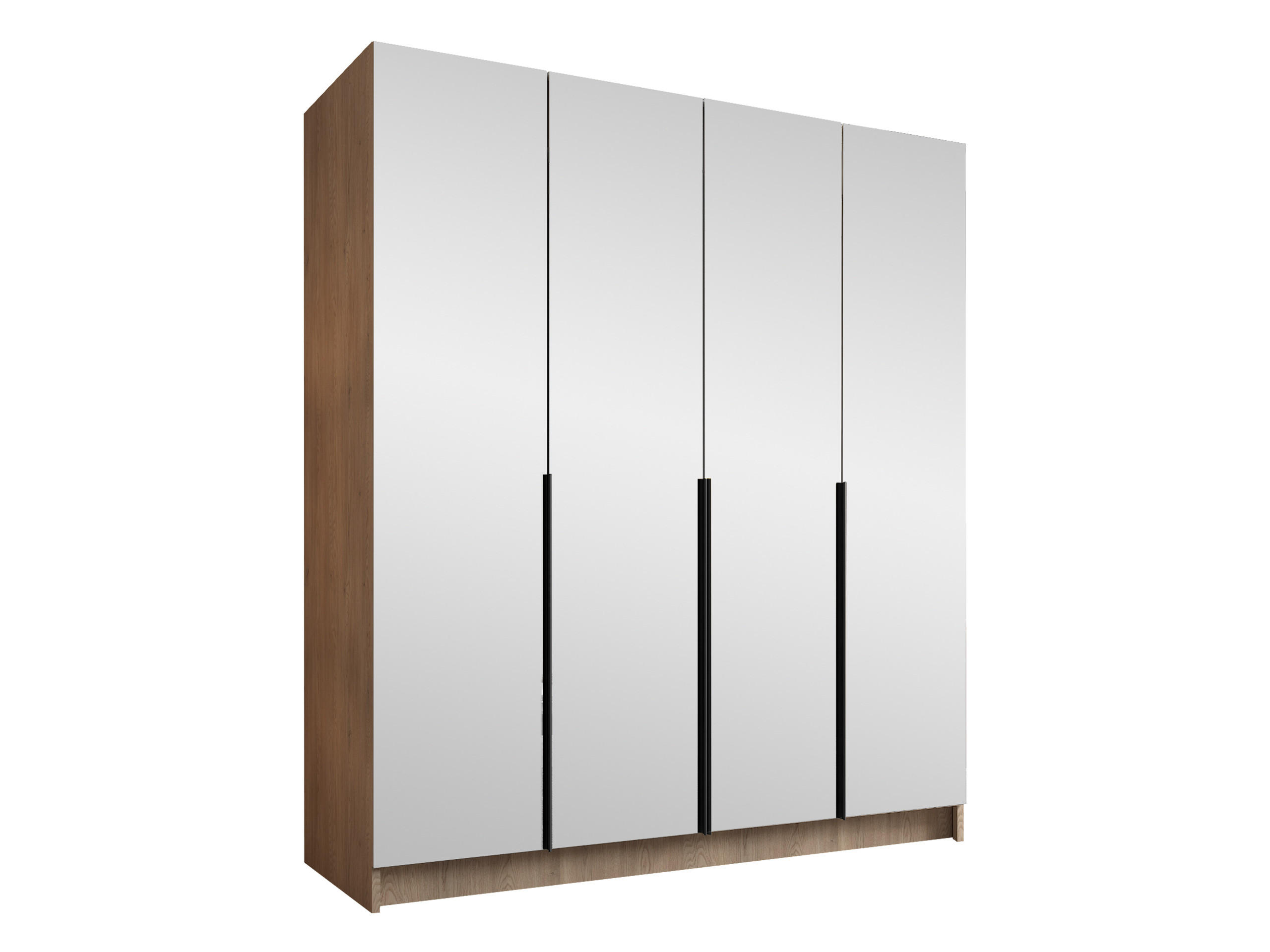 KLEIDERSCHRANK Santi III - Eichefarben/Schwarz, Holzwerkstoff/Metall (200/215/58cm) - MIRJAN24