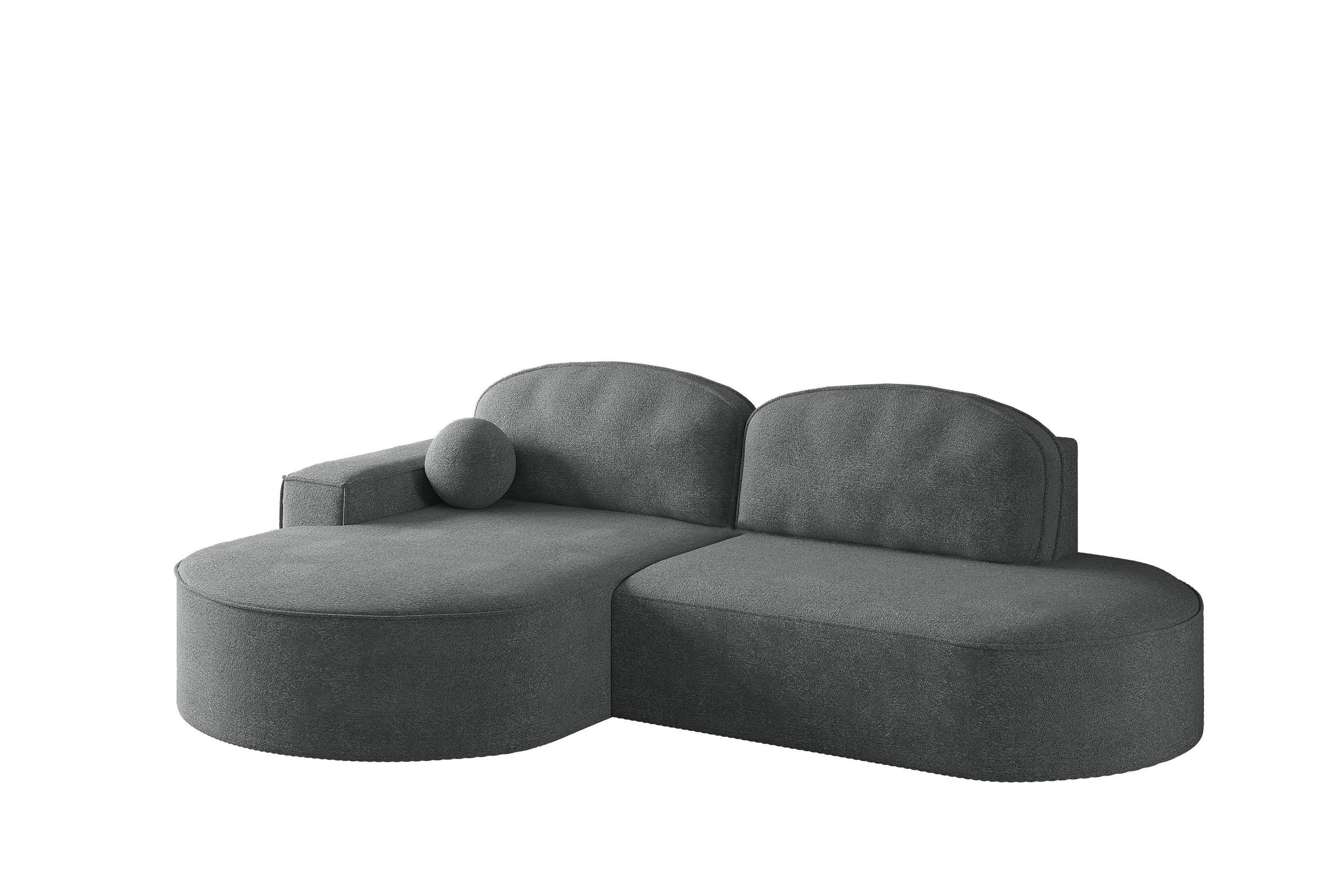 ECKSOFA mit Schlaffunktion und Bettkasten Modena Runden stoff Arena Anthrazit Links - Anthrazit, Holz (179/278cm) - Kaiser Möbel
