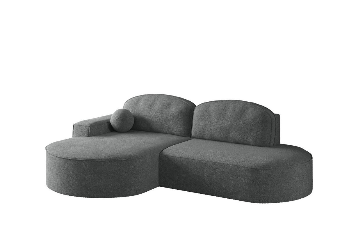 ECKSOFA mit Schlaffunktion und Bettkasten Modena Runden stoff Arena Anthrazit Links - Anthrazit, Holz (179/278cm) - Kaiser Möbel