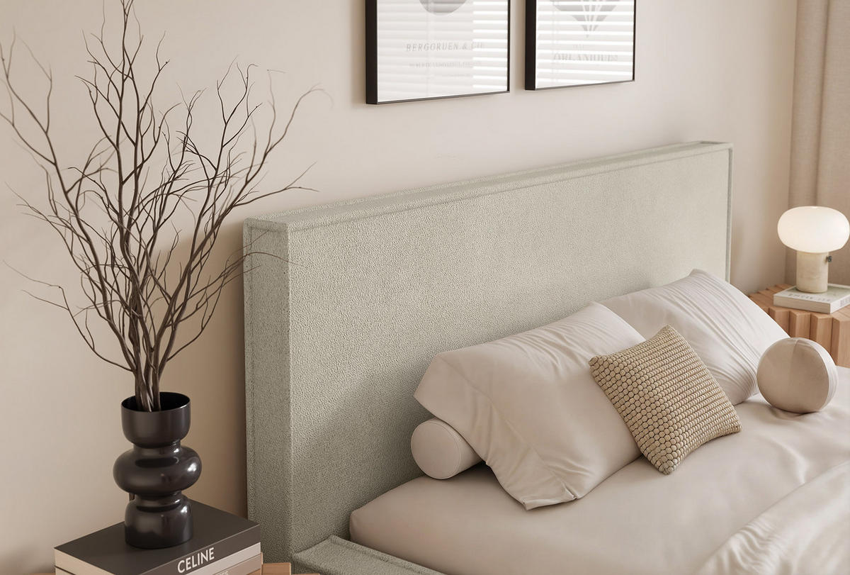 POLSTERBETT MENDOCINO LIGHT 120x200 cm, Beige - Beige, Textil - Fedve