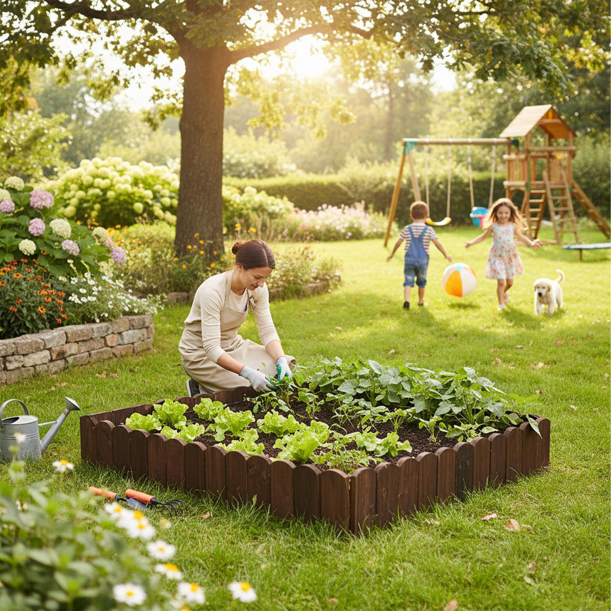 BEETEINFASSUNG - Dunkelbraun, Holz (200/40/1cm) - Relaxdays