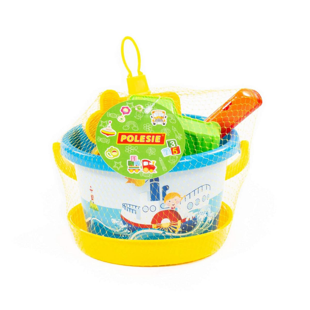 SANDSPIELZEUG-SET 3543 bunt 6-teilig, Eimer, Sieb, Schaufel, Formen, Rechen, Sandspielzeug - Multicolor, Kunststoff (15/16/17cm) - Polesie