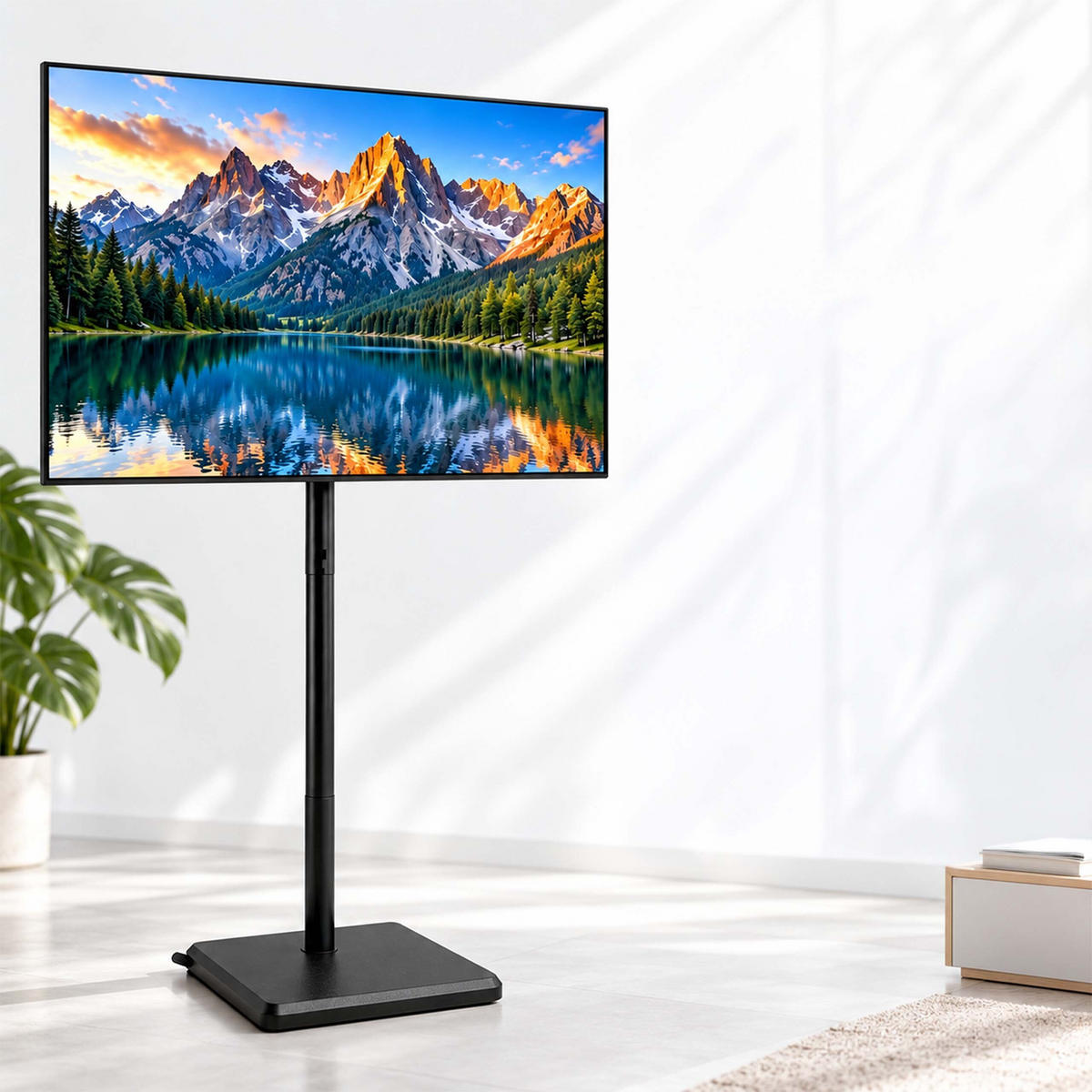 SUPORT TV Negru reglabil pe înălțime 32 până la 60 inch - negru, compozit lemnos/metal (42.5/139.5/32.5cm) - Relaxdays