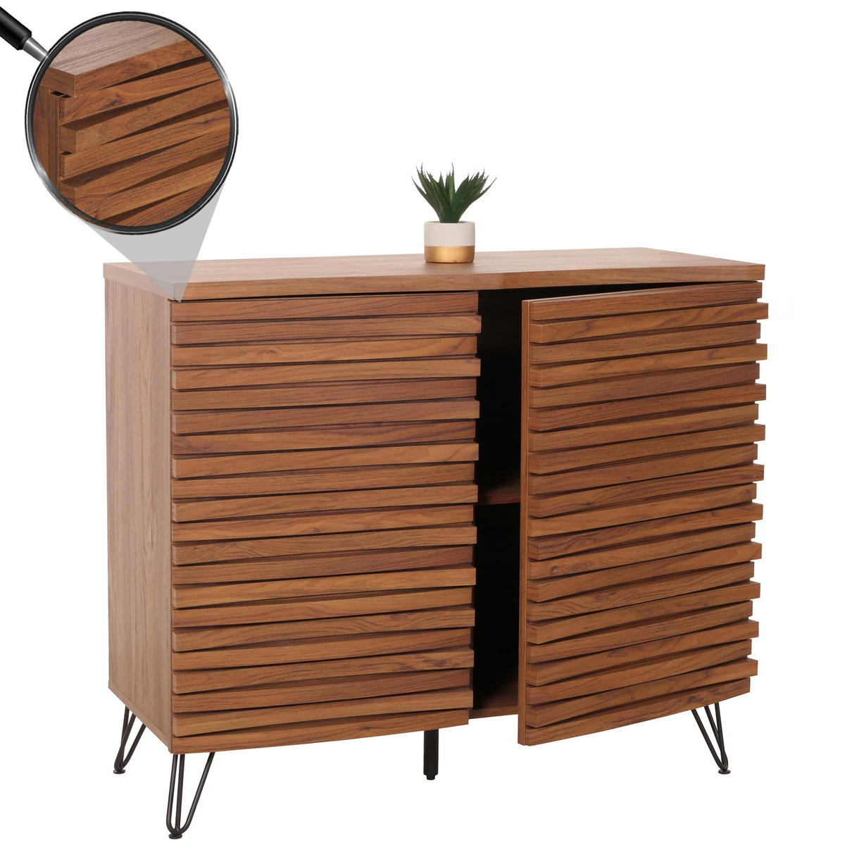 KOMMODE Walnuss Dekor - Walnussfarben, Holzwerkstoff (95/85/45cm) - MCW