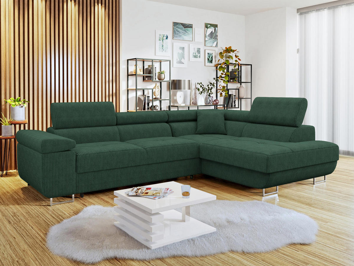 COLTAR Torezio Reiat, Dreapta - verde închis, material textil/lemn (203/274cm) - MIRJAN24