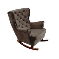 SCHAUKELSESSEL mit gepolstertem Sitz und Armlehnen, 102x81x95 cm, Braun_29844 - Graphitfarben/Braun, Holz/Textil (81/102/95cm) - DomoHome