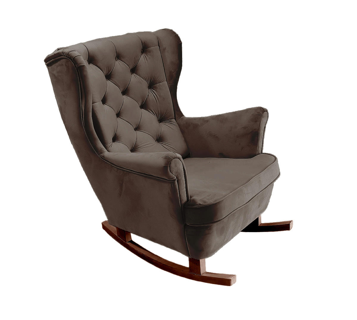 SCHAUKELSESSEL mit gepolstertem Sitz und Armlehnen, 102x81x95 cm, Braun_29844 - Graphitfarben/Braun, Holz/Textil (81/102/95cm) - DomoHome