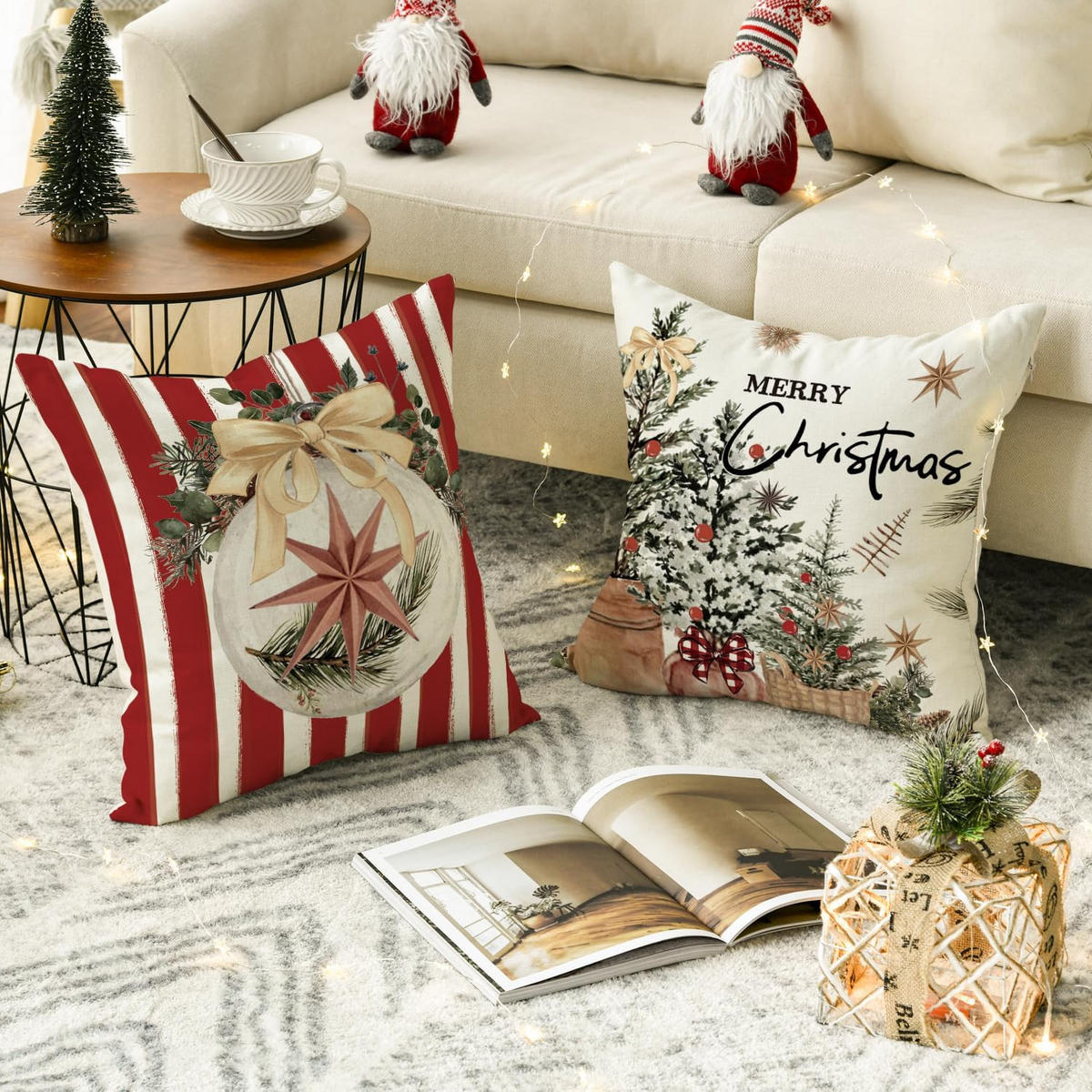 KISSENBEZUG – Weihnachtskissenbezug (Kissenfüllung nicht enthalten) – 45 x 45 cm – Multicolor(vier Stück) - Multicolor, Textil (45/45cm)