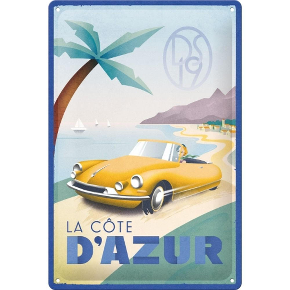 BLECHSCHILD 20/30 cm DS La Cote D'Azur DS19 - Multicolor, Metall (20/30/0.2cm) - Nostalgic-Art