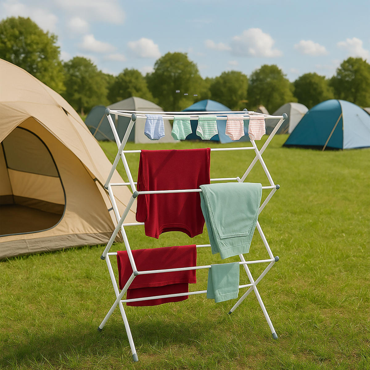 STOJAN na prádlo - biela, kov/plast (73/105/37cm) - Relaxdays