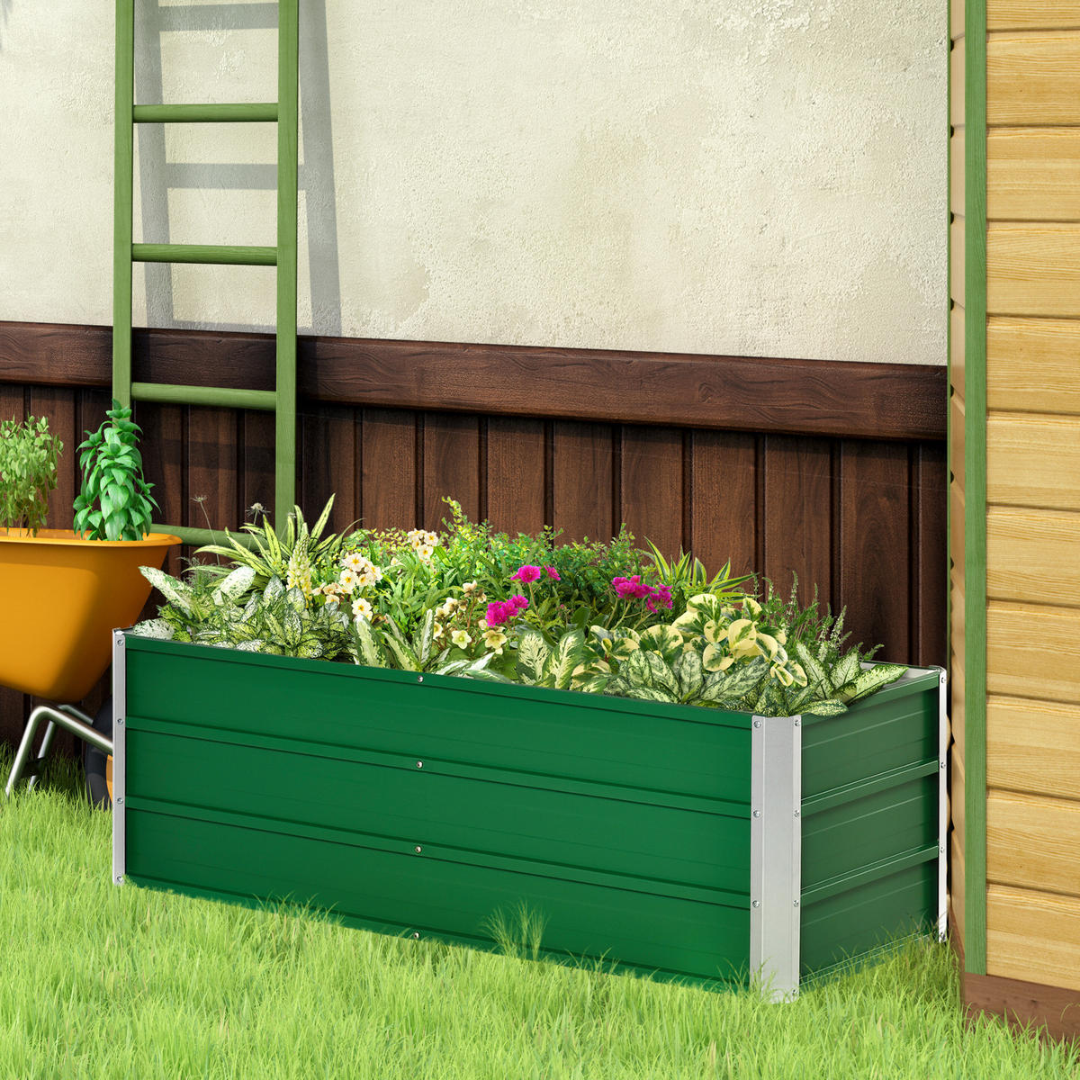 GARTENBEET, Blumenkübel mit Handschuhe, Grün, 125 x 47 x 40 cm - Grün, Holz (47/40/125cm) - Outsunny
