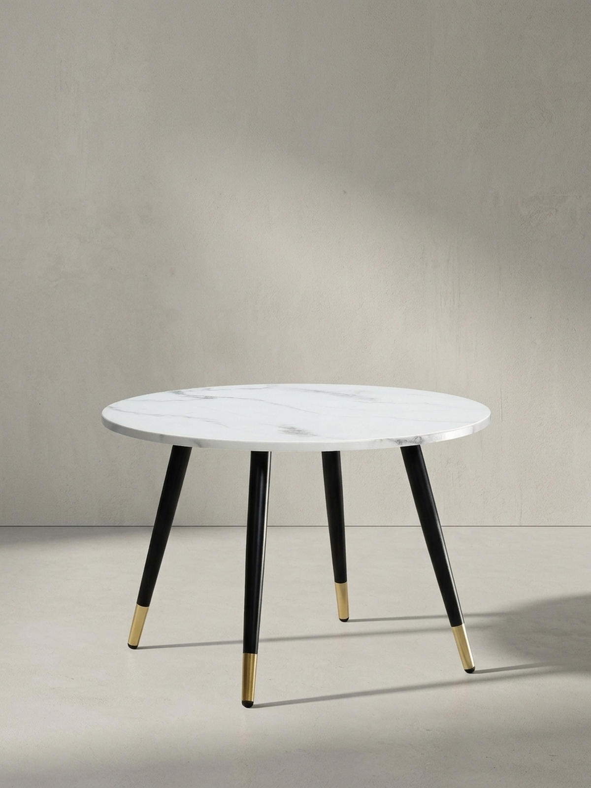 COUCHTISCH mit Marmor Optik, Modernes Design, Metall-Gestell, Runde Form, Weiß 60x60x41 cm - Goldfarben/Weiß, Holzwerkstoff/Metall (60/60/41cm) - KADIMA DESIGN