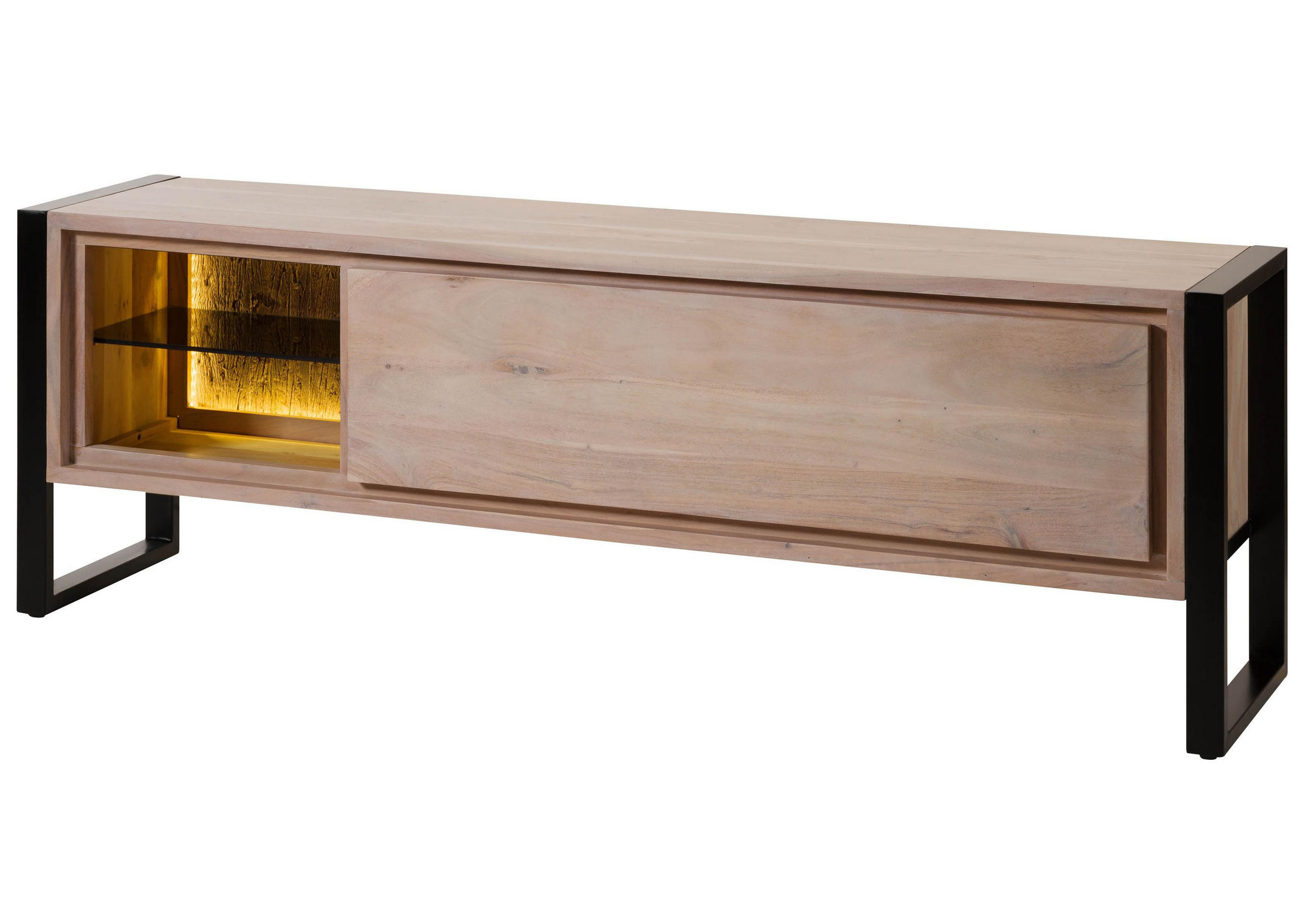 LOWBOARD Akazie / Altholz 180x40x60 natur lackiert DENVER #115 - Naturfarben, Holz (180/60/40cm) - Massivmoebel24