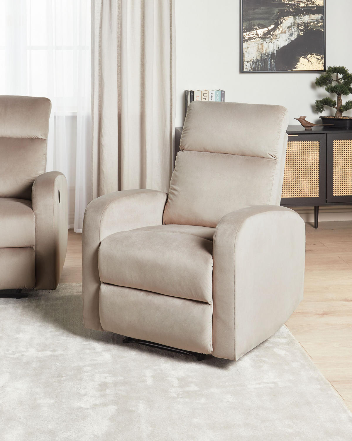 SESSEL Samtstoff taupe manuell verstellbar Verdal - Beige, Textil (76/102/62cm) - Beliani