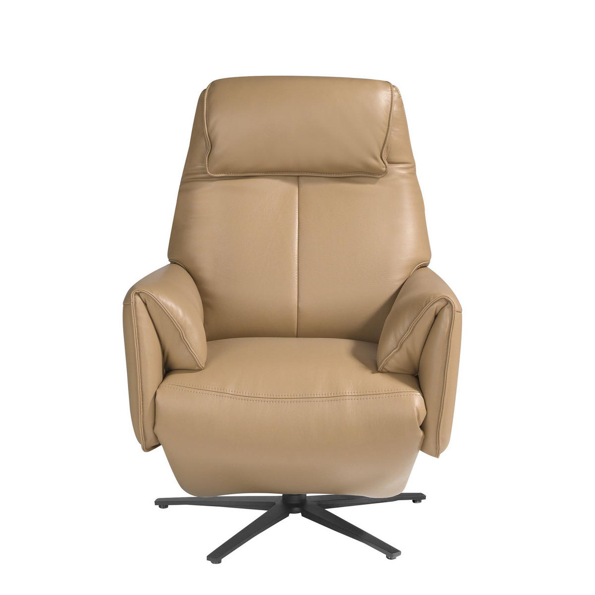 LEDERDREHSESSEL relax arena - Sandfarben/Beige, Leder/Metall (79/108/83cm) - ANGEL CERDA