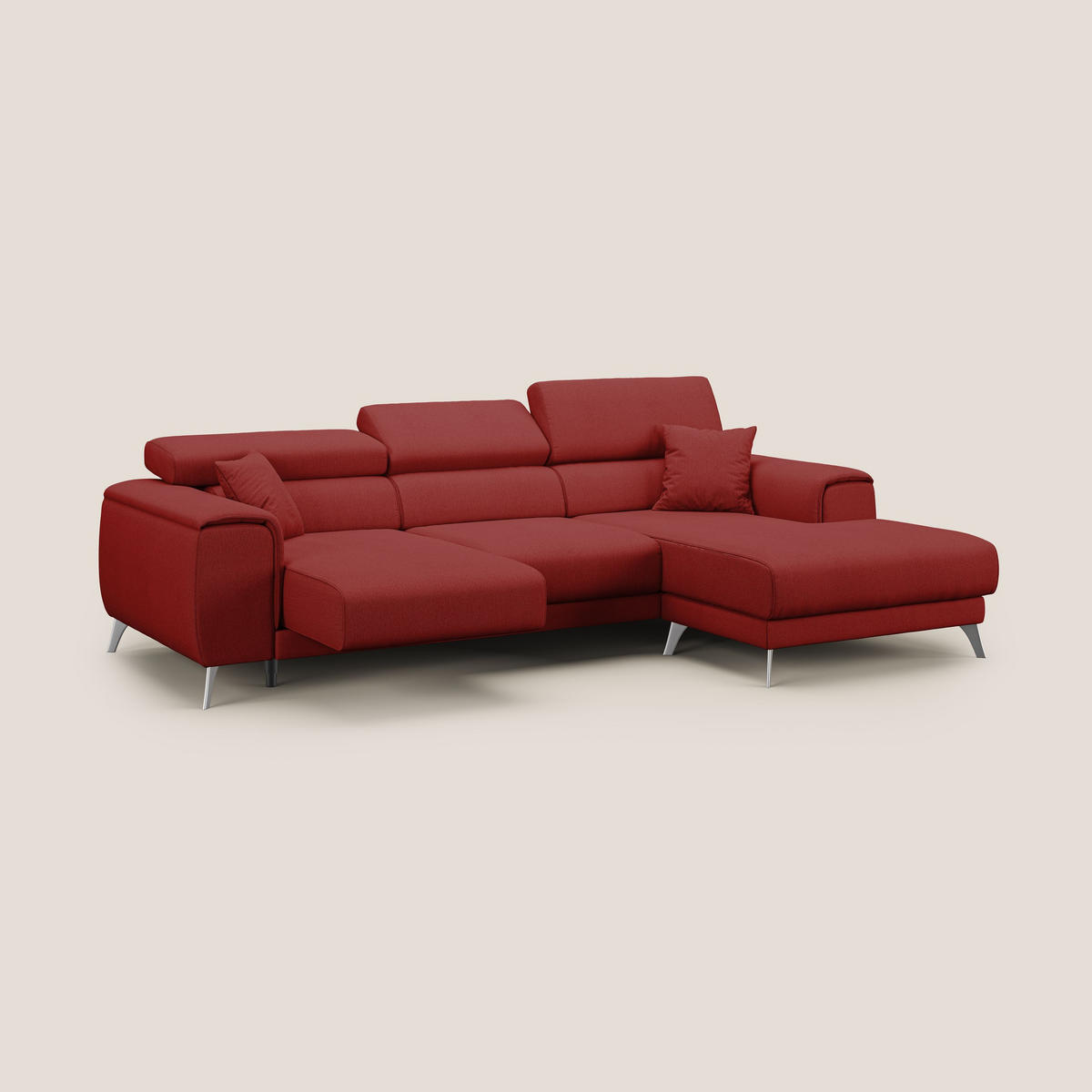 ECKSOFA RECHTS Fusion - Rot, Textil (260/102cm) - Divani.store
