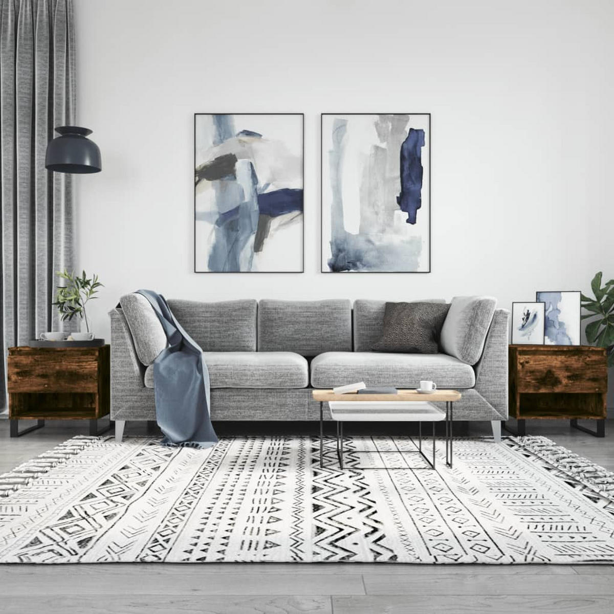 COUCHTISCHE 2 Stk. Räuchereiche 50x46x50 cm Holzwerkstoff - Braun, Holzwerkstoff (50/46/50cm) - furnicato
